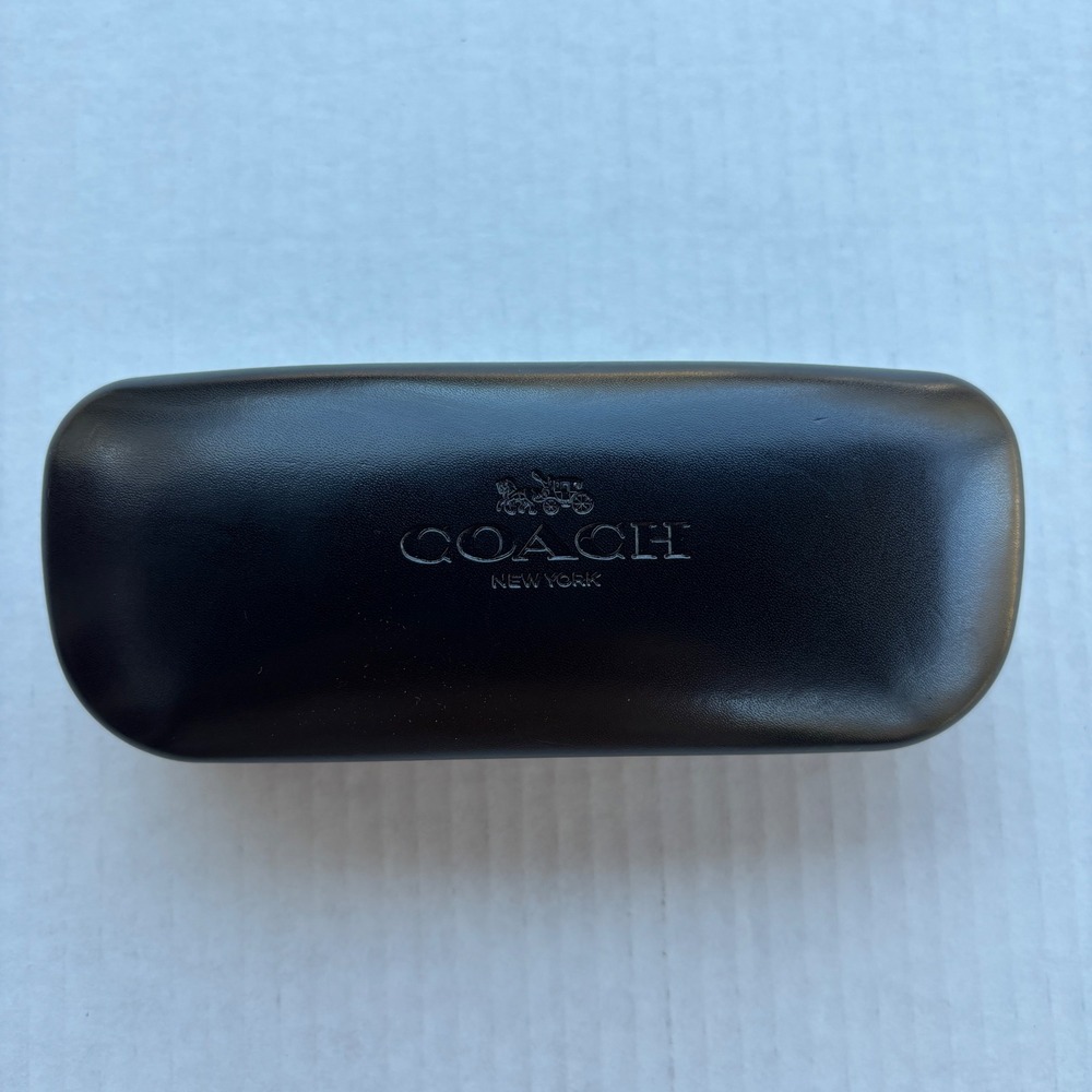 Coach New York Black Hard Sunglasses Eyeglasses Case Cleaning Cloth‎ Clam Shell